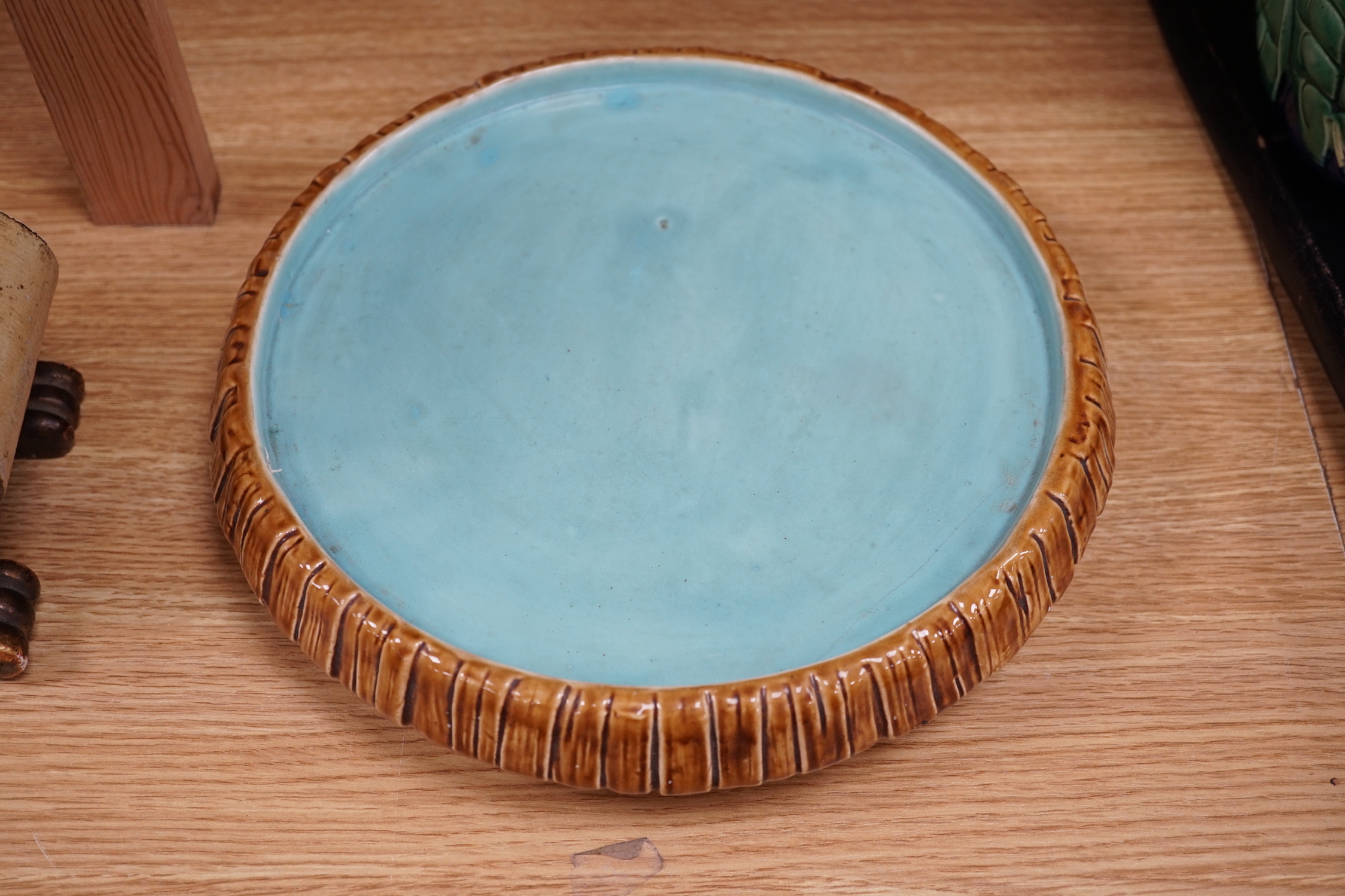 A George Jones majolica lily pond stilton dish and stand